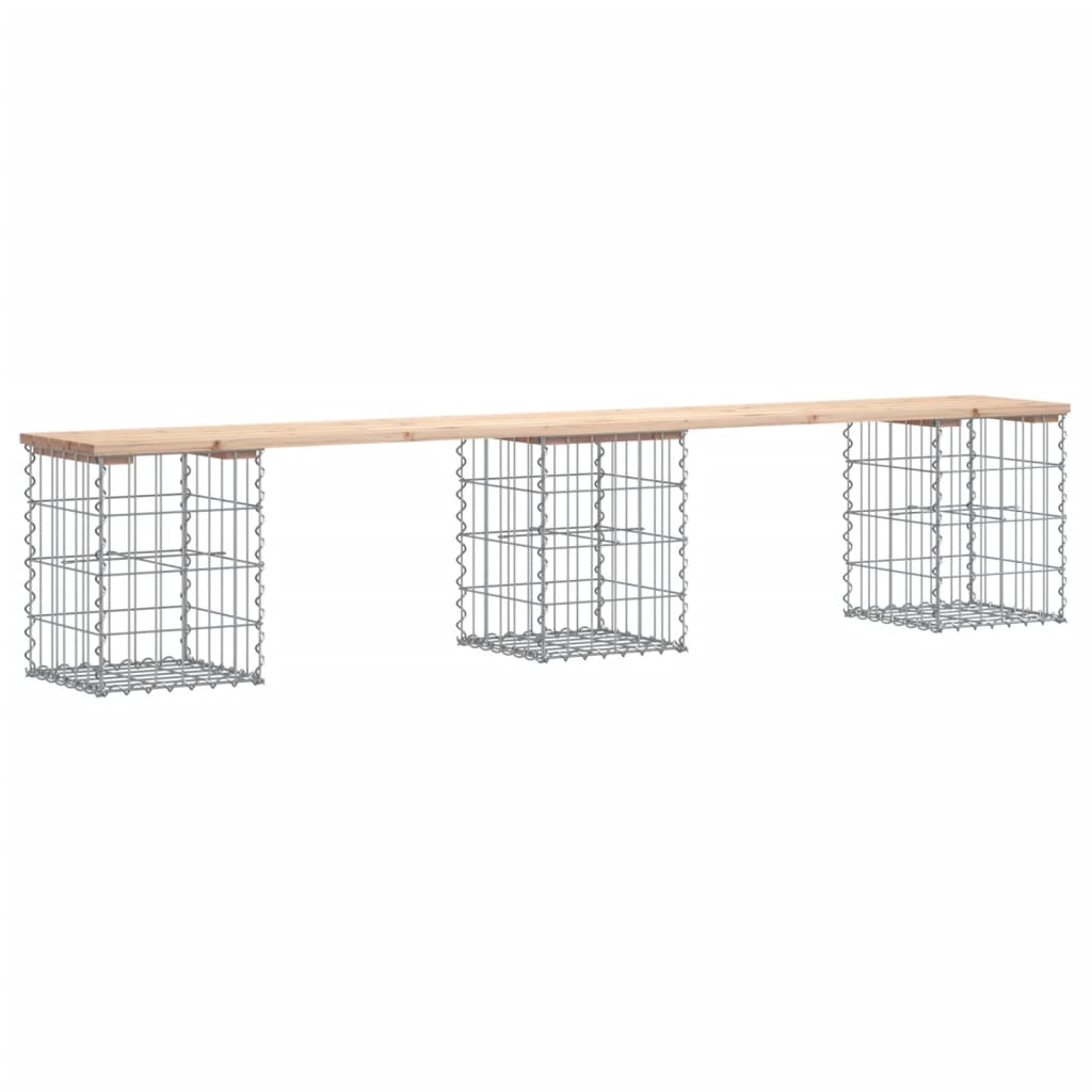 tömör fenyőfa gabion kerti pad 203x31x42 cm