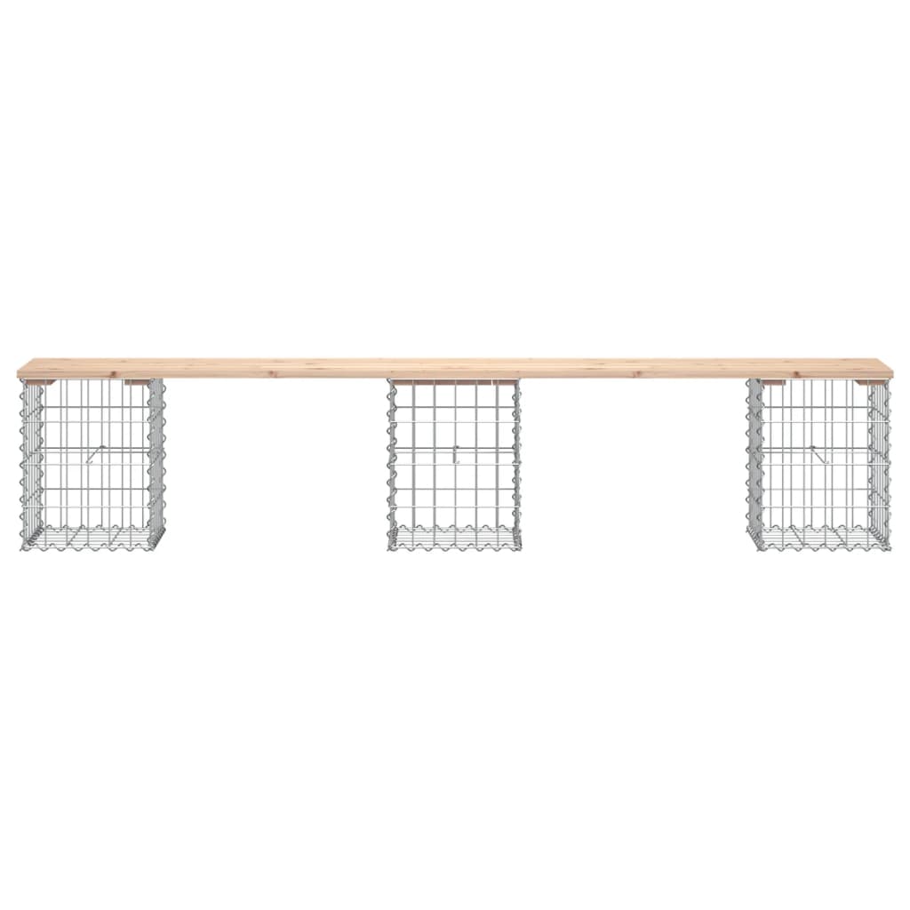 tömör fenyőfa gabion kerti pad 203x31x42 cm