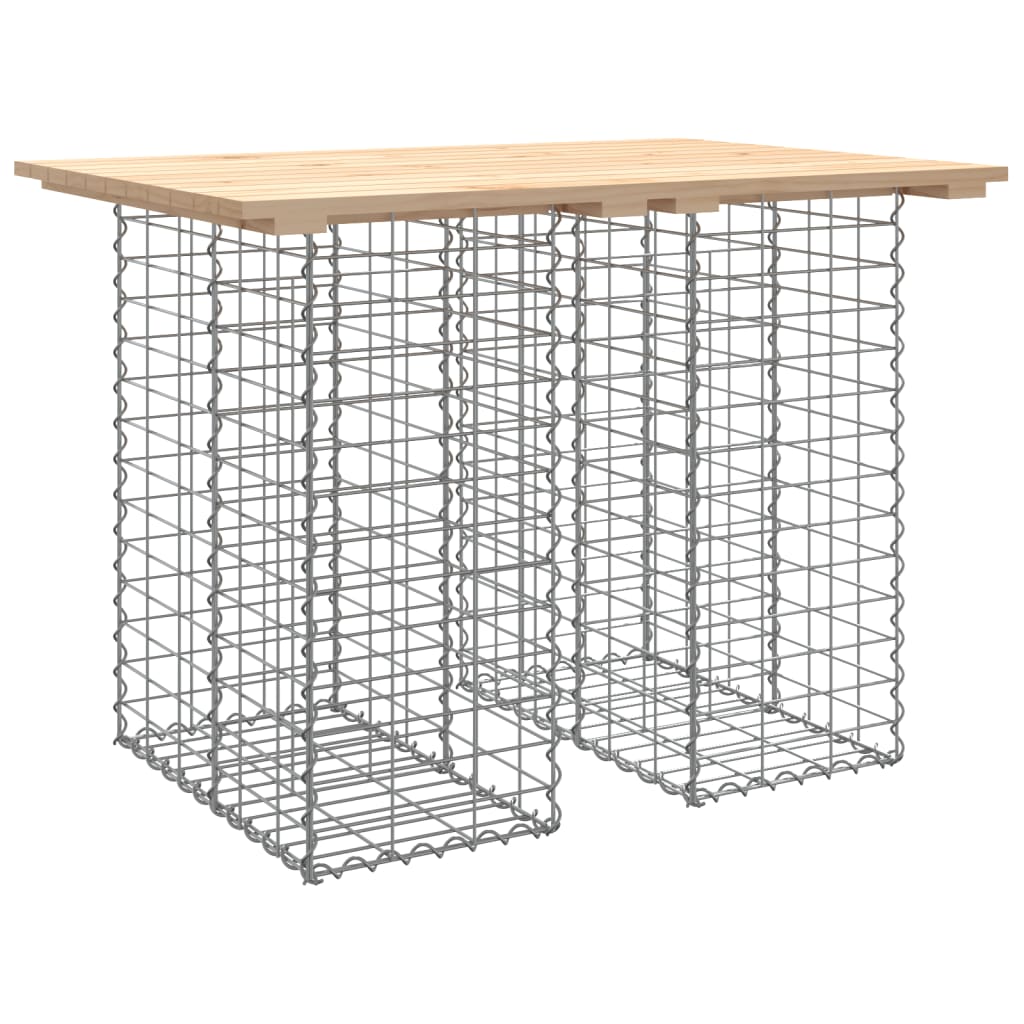 tömör fenyőfa kerti asztal gabion mintával 100 x 70 x 72 cm