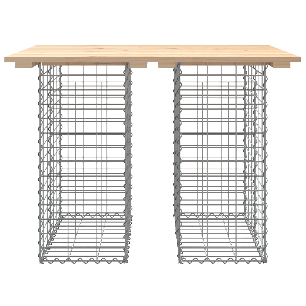 tömör fenyőfa kerti asztal gabion mintával 100 x 70 x 72 cm