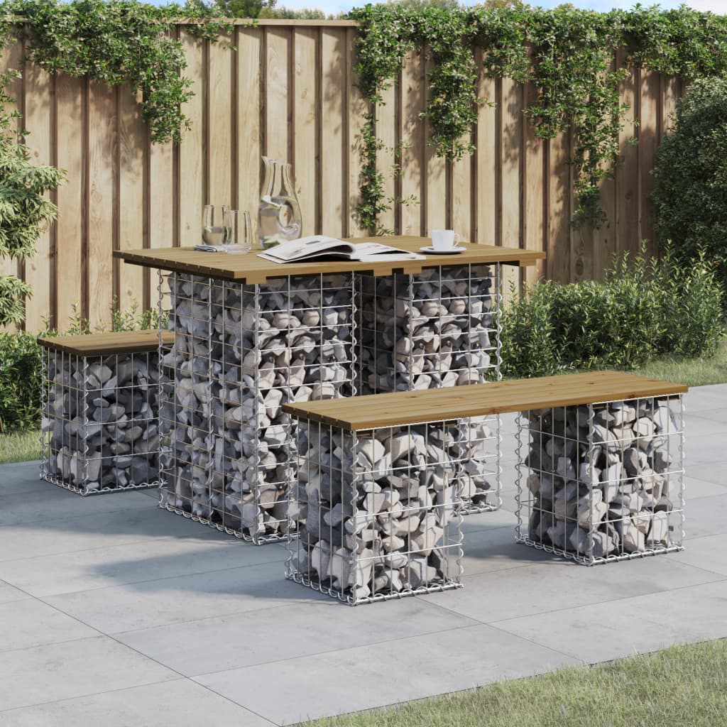 gabion mintás impregnált fenyőfa kerti asztal 100 x 70 x 72 cm