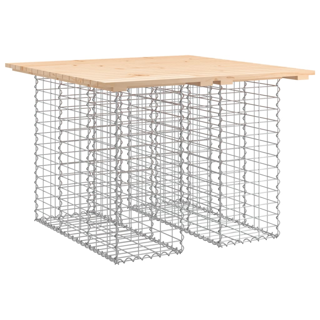 tömör fenyőfa kerti asztal gabion mintával 100 x 102 x 72 cm