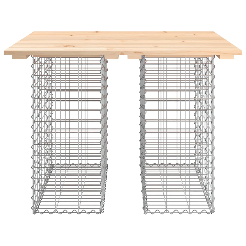 tömör fenyőfa kerti asztal gabion mintával 100 x 102 x 72 cm