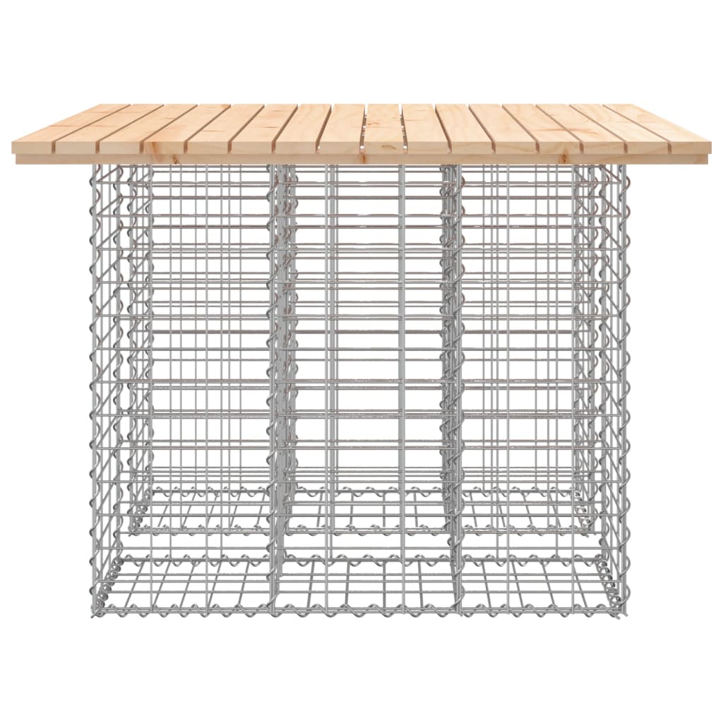 tömör fenyőfa kerti asztal gabion mintával 100 x 102 x 72 cm