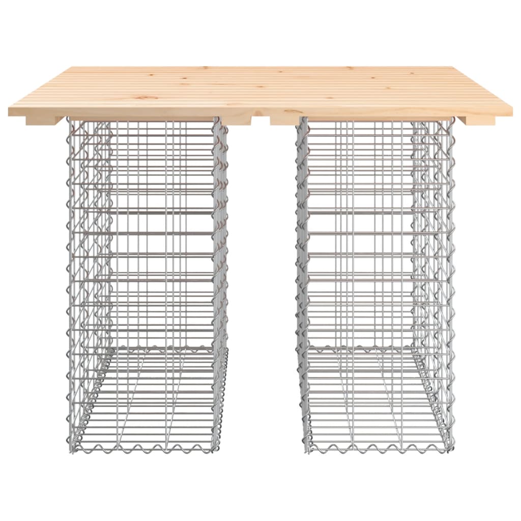 tömör fenyőfa kerti asztal gabion mintával 100 x 102 x 72 cm