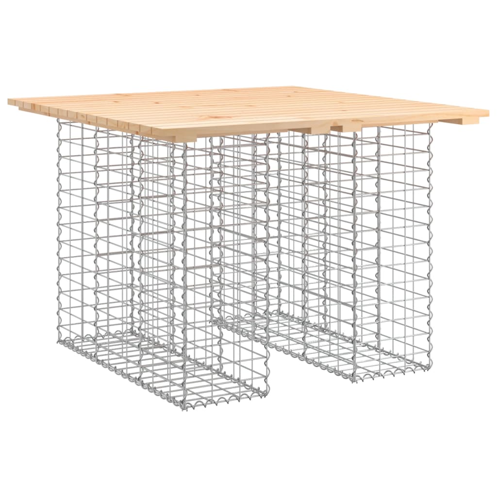 tömör fenyőfa kerti asztal gabion mintával 100 x 102 x 72 cm