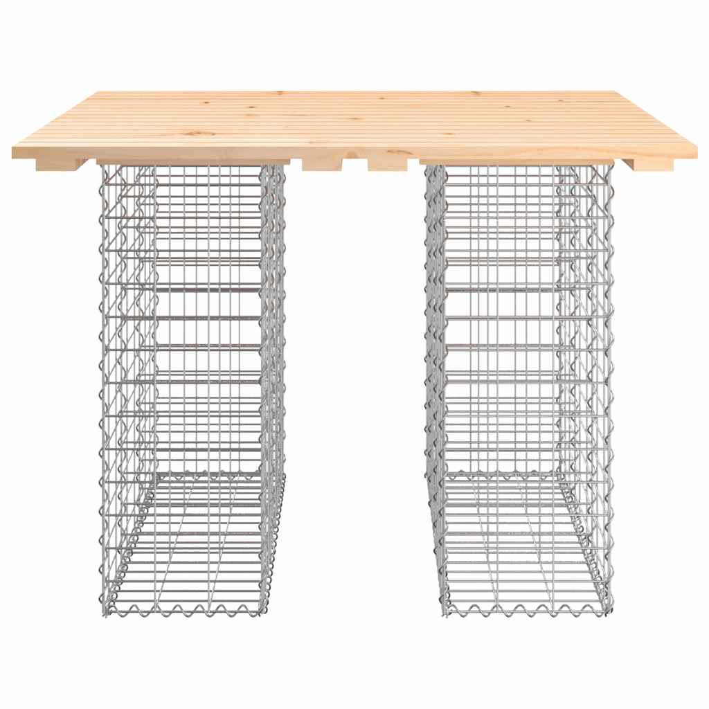 tömör fenyőfa kerti asztal gabion mintával 100 x 102 x 72 cm