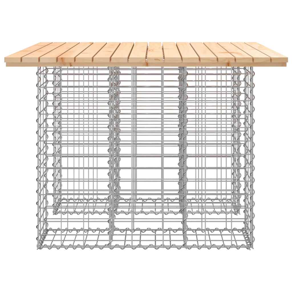 tömör fenyőfa kerti asztal gabion mintával 100 x 102 x 72 cm