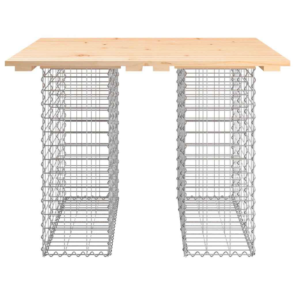 tömör fenyőfa kerti asztal gabion mintával 100 x 102 x 72 cm