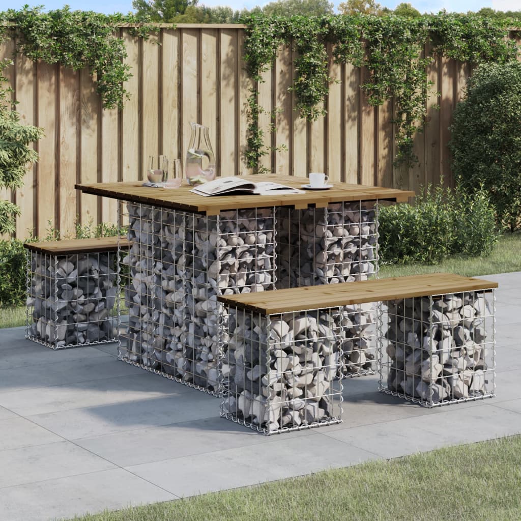 gabion mintás kerti asztal impregnált fenyőfa 100 x 102 x 72 cm