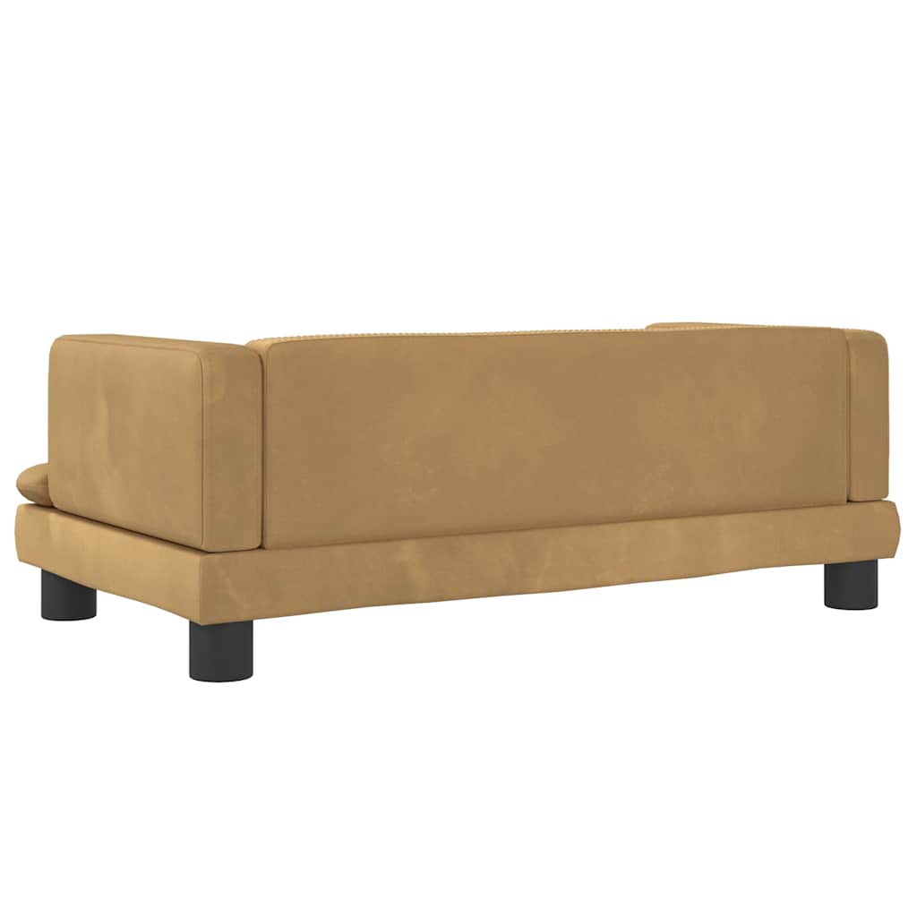 barna bársony gyerekkanapé 80 x 45 x 30 cm