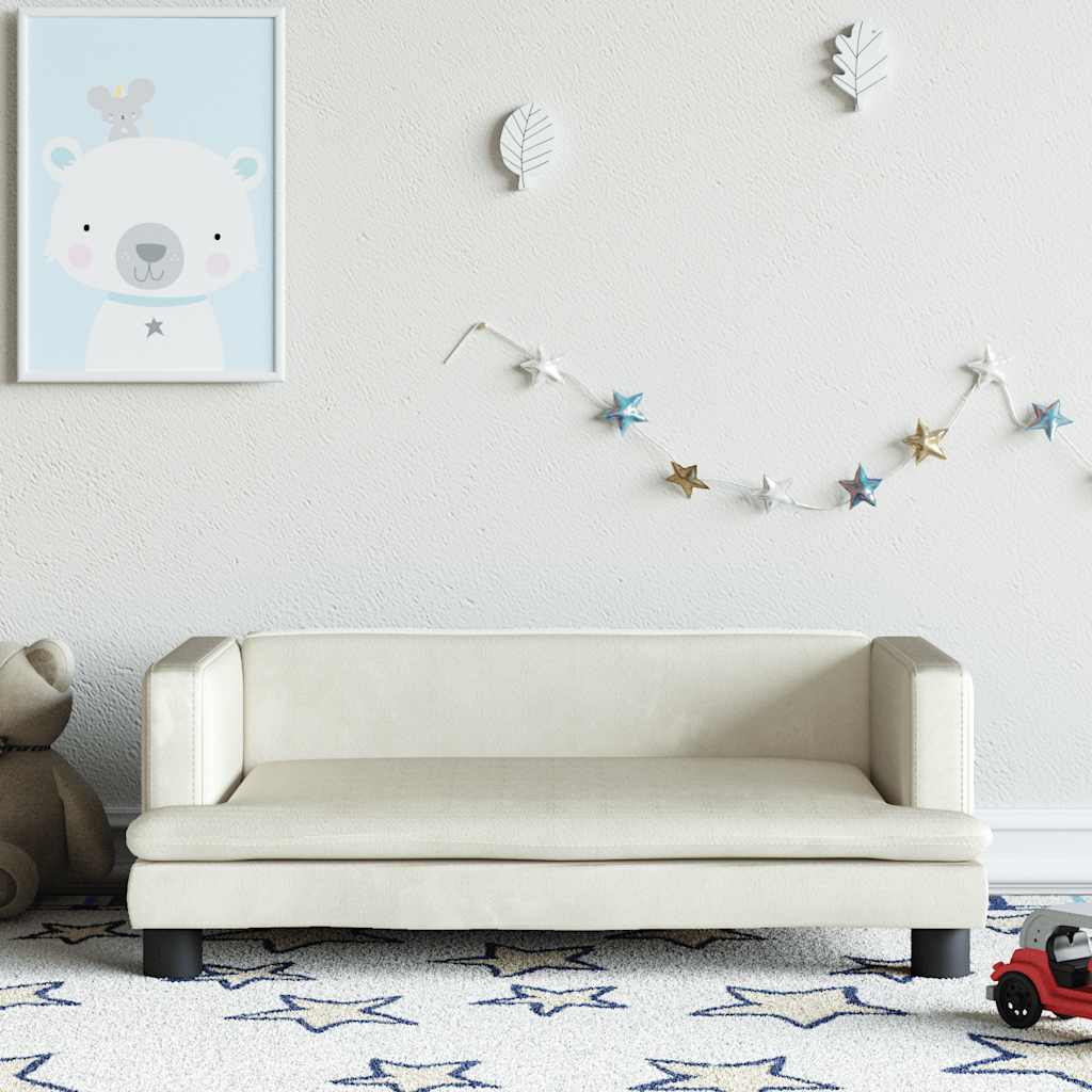 krémszínű bársony gyerekkanapé 80 x 45 x 30 cm