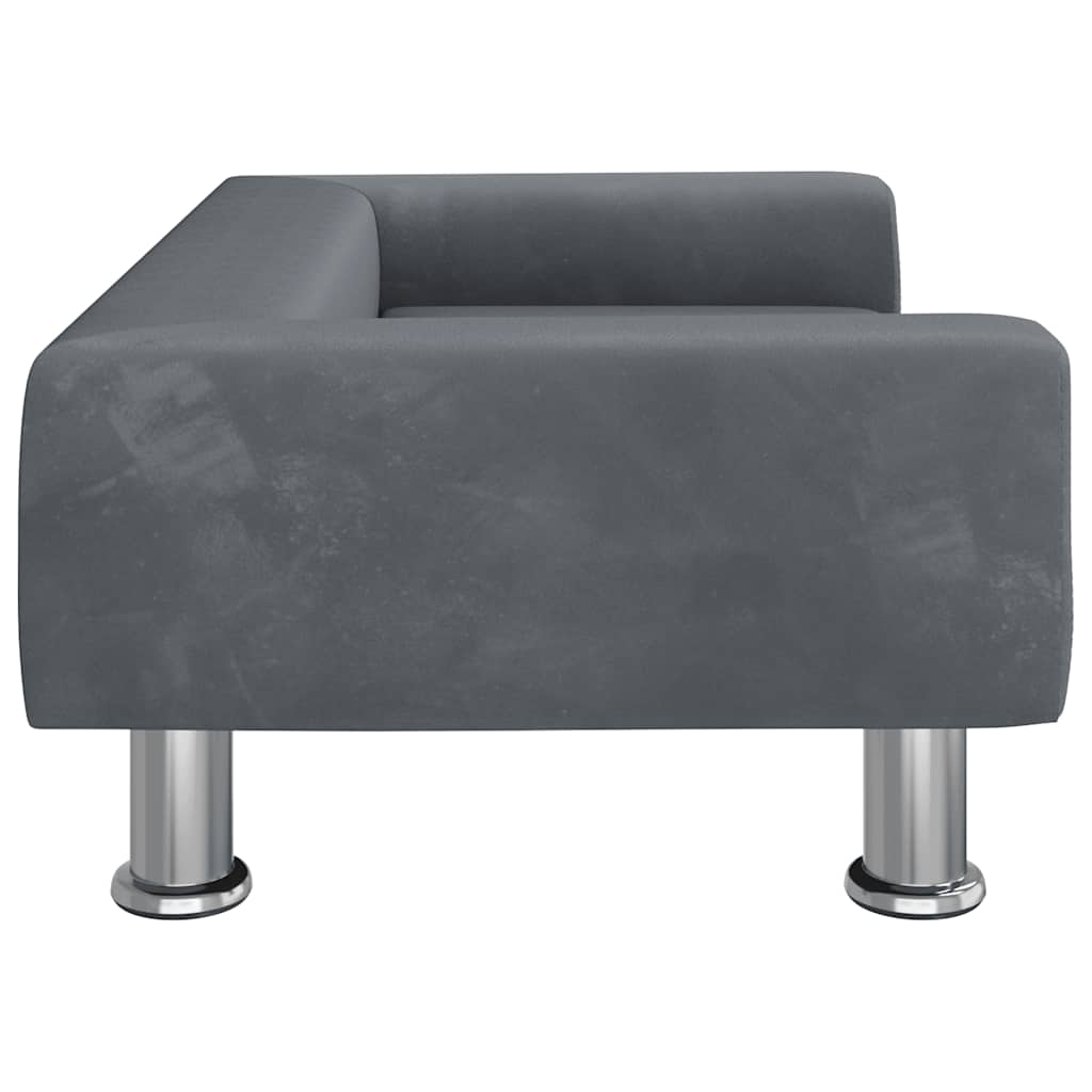 sötétszürke bársony gyerekkanapé 70 x 45 x 26,5 cm