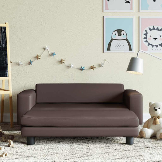 barna gyerek bársonykanapé lábzsámollyal 100x50x30 cm