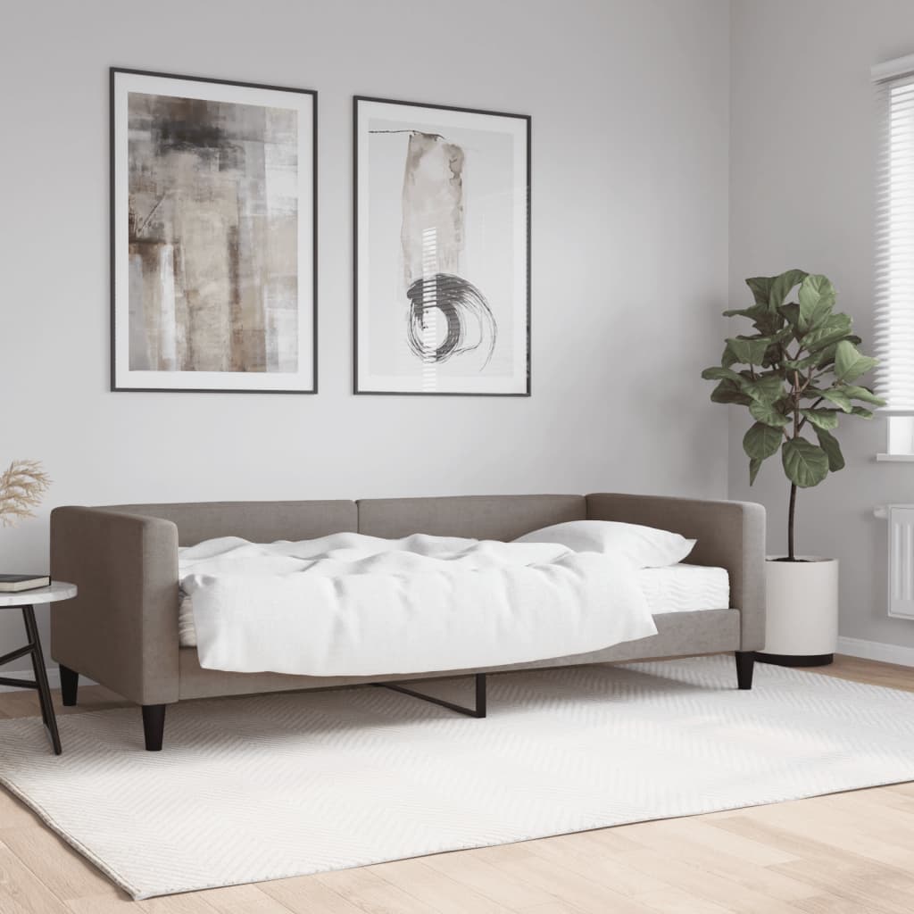 tópszínű szövet kanapéágy matraccal 90 x 200 cm