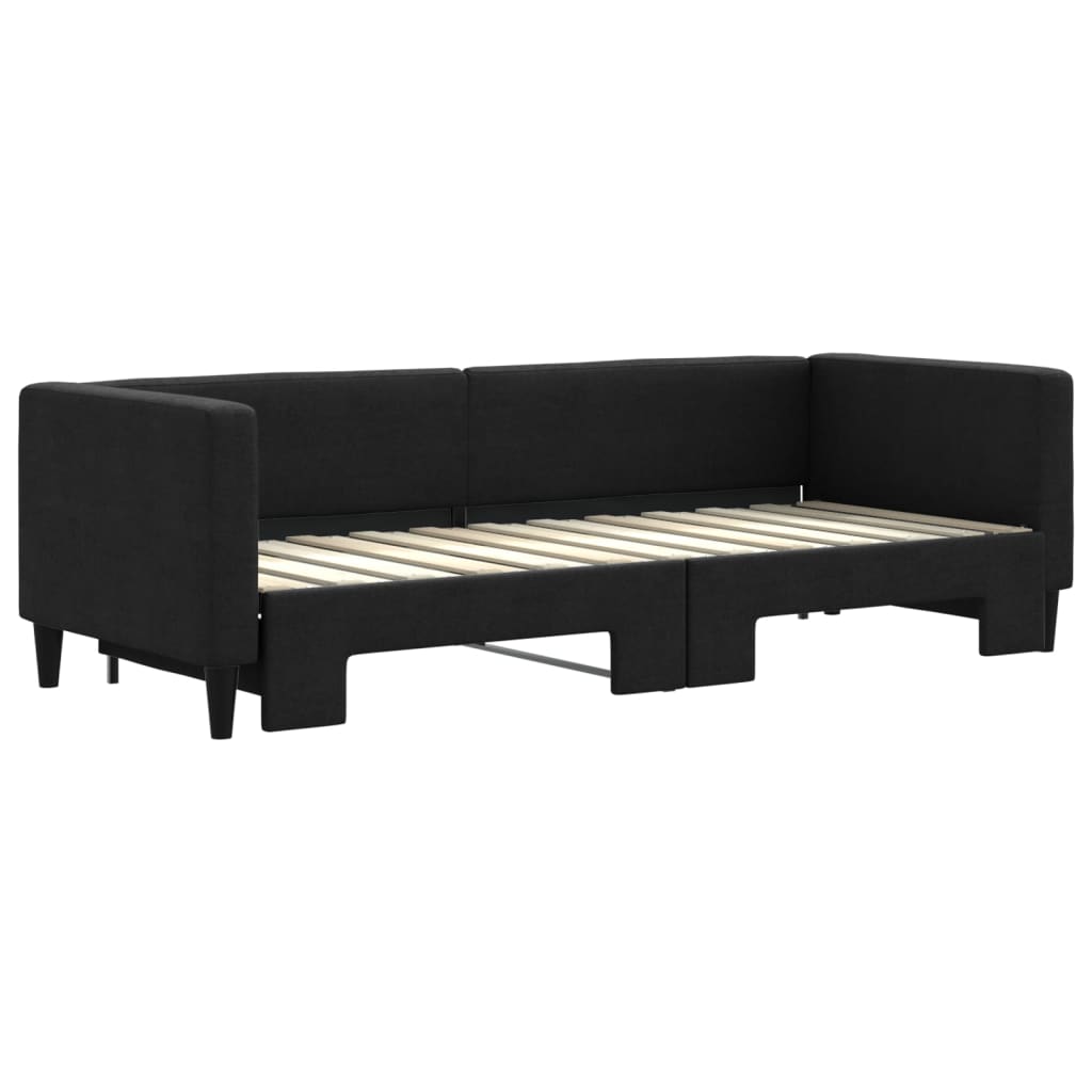 fekete kihúzható szövet heverő 80 x 200 cm