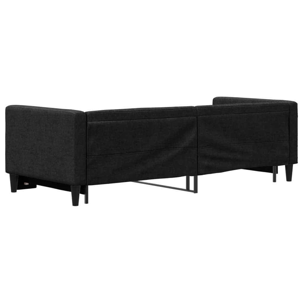 fekete kihúzható szövet heverő 80 x 200 cm