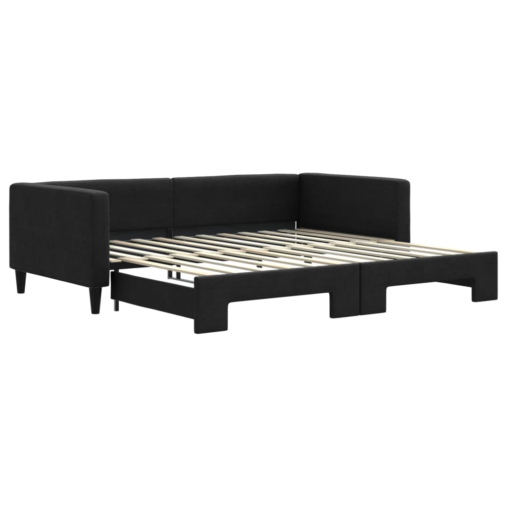 fekete kihúzható szövet heverő 100 x 200 cm