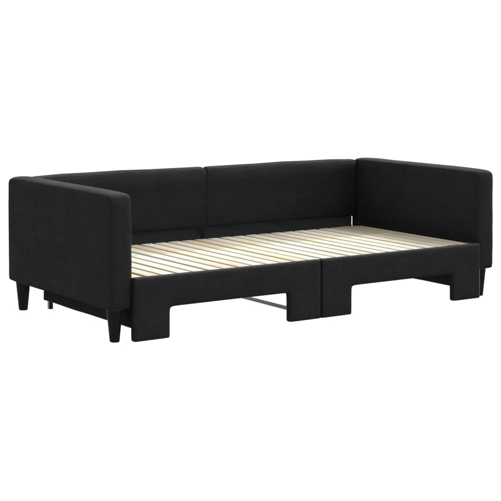 fekete kihúzható szövet heverő 100 x 200 cm