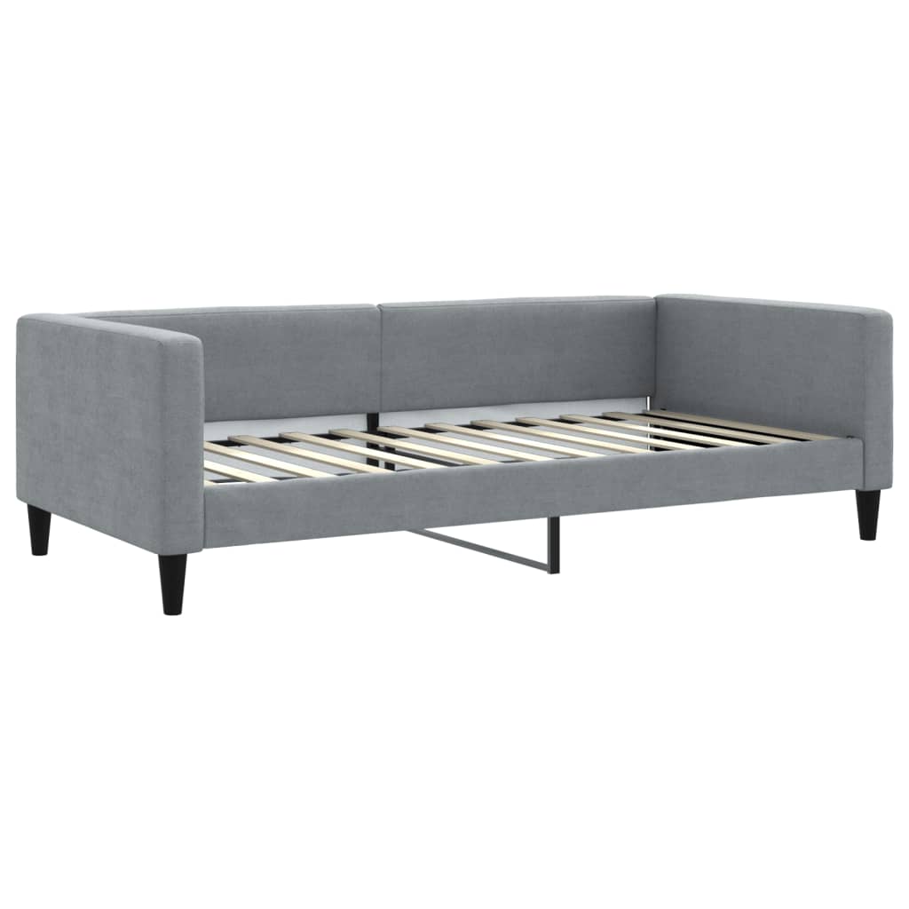 világosszürke kihúzható szövet heverő matracokkal 100 x 200 cm