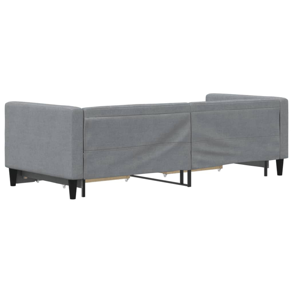 világosszürke kihúzható szövet heverő fiókokkal 80 x 200 cm