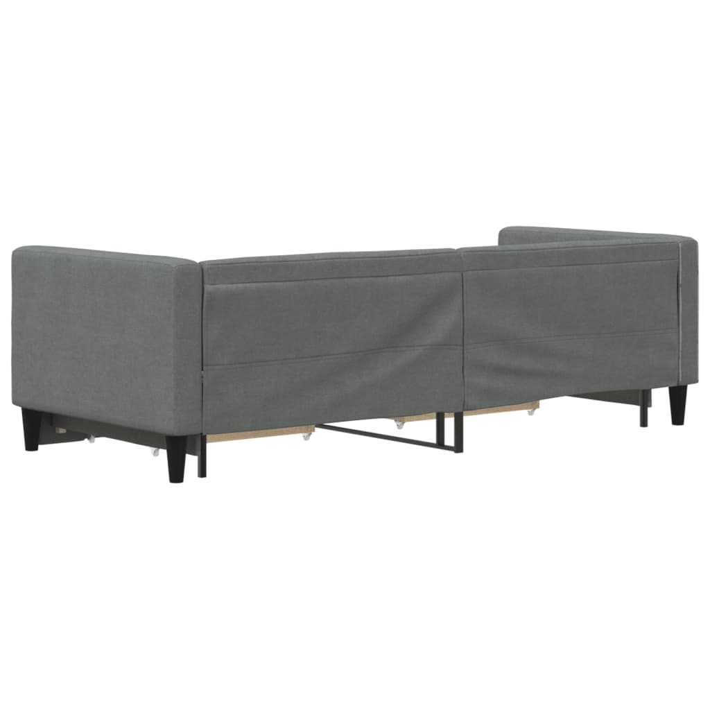sötétszürke kihúzható szövet heverő fiókokkal 80 x 200 cm
