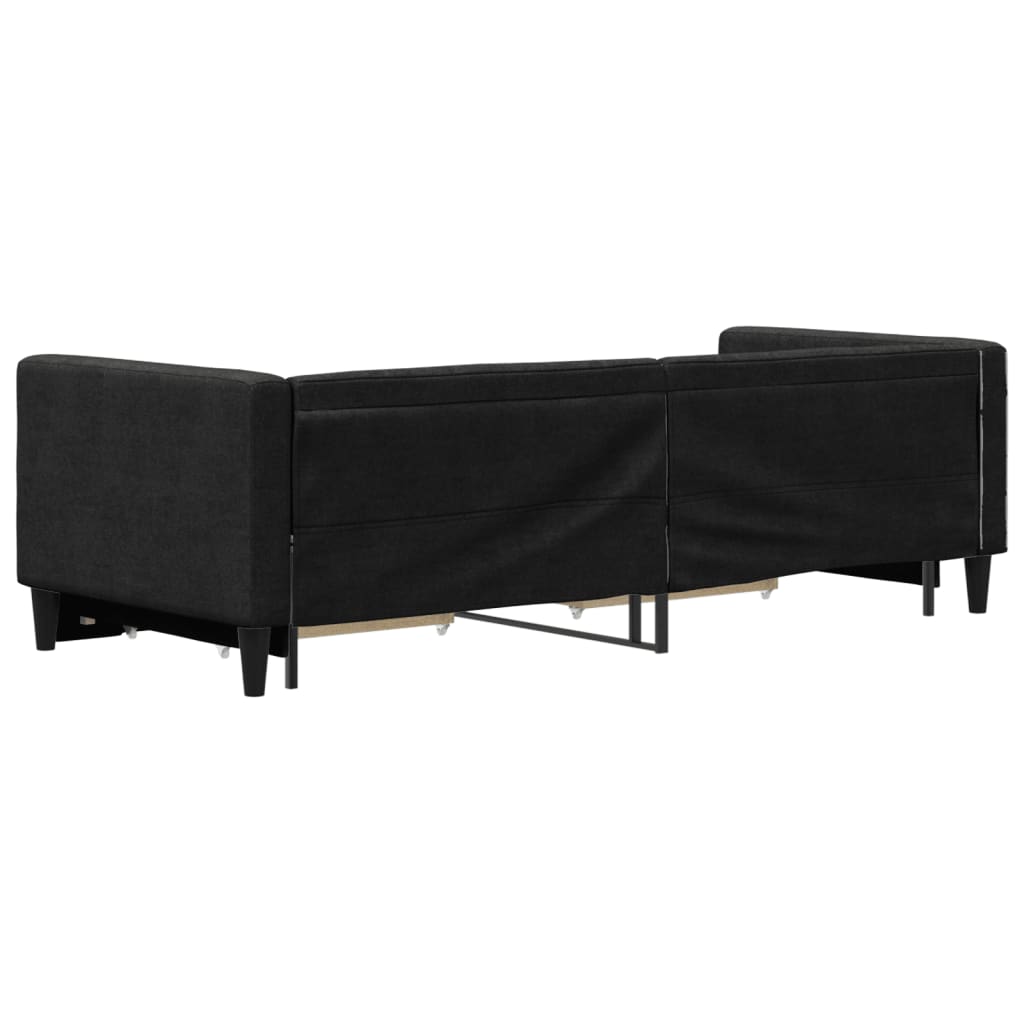 fekete kihúzható szövet heverő fiókokkal 80 x 200 cm