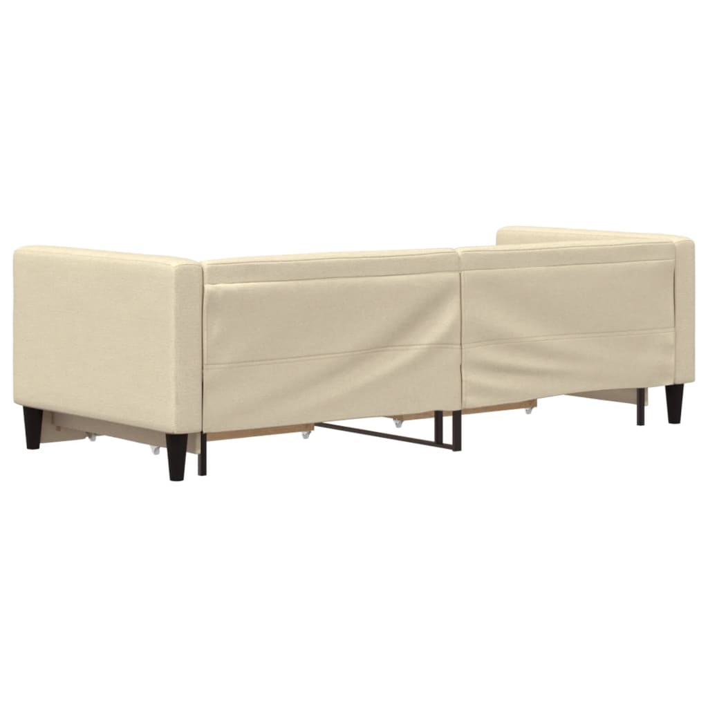 krémszínű kihúzható szövet heverő fiókokkal 80 x 200 cm
