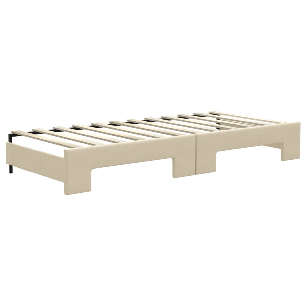 krémszínű kihúzható szövet heverő fiókokkal 80 x 200 cm