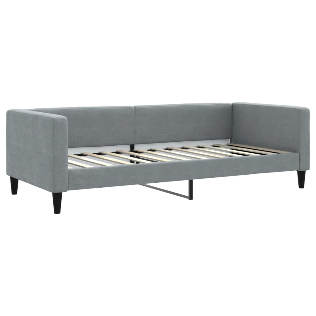 világosszürke kihúzható szövet heverő fiókokkal 90 x 200 cm