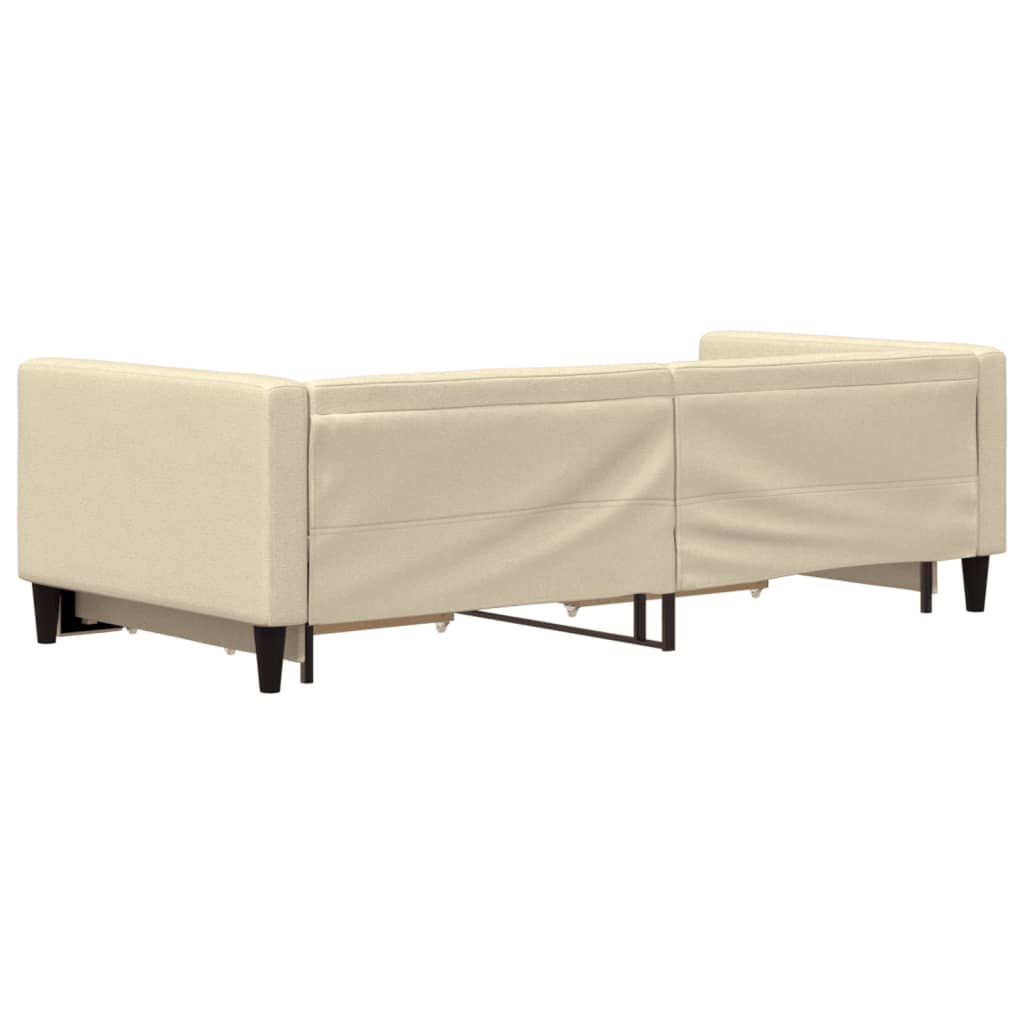 krémszínű kihúzható szövetheverő fiókokkal 90 x 200 cm