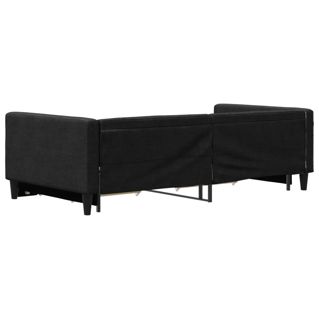 fekete kihúzható szövet heverő fiókokkal 100 x 200 cm