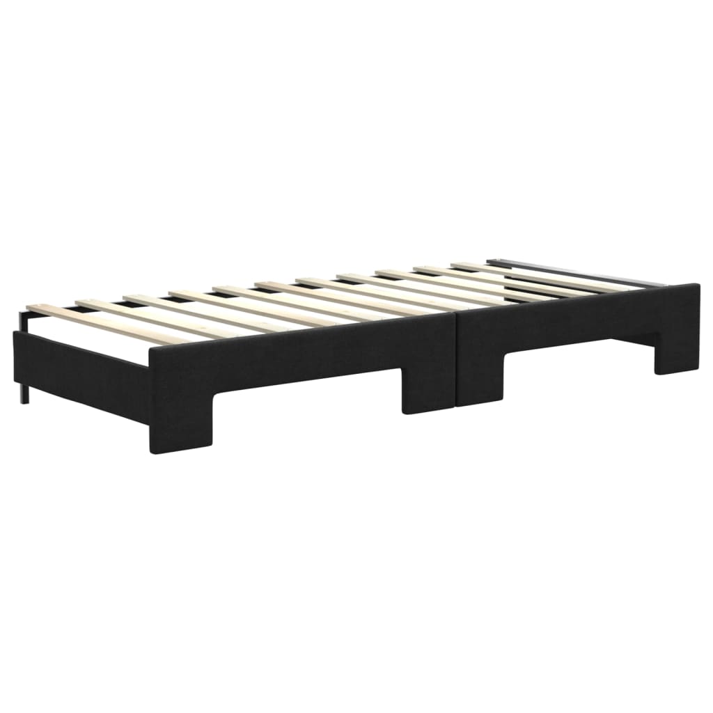 fekete kihúzható szövet heverő fiókokkal 80 x 200 cm
