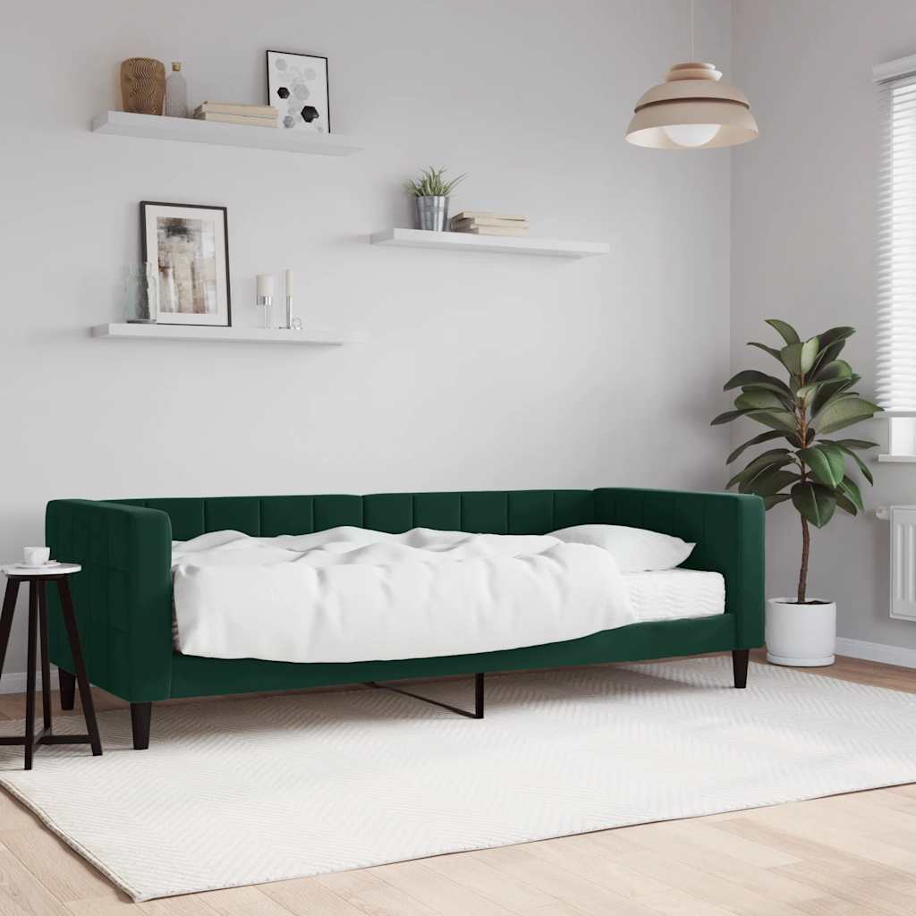 sötétzöld bársony heverő matraccal 80 x 200 cm