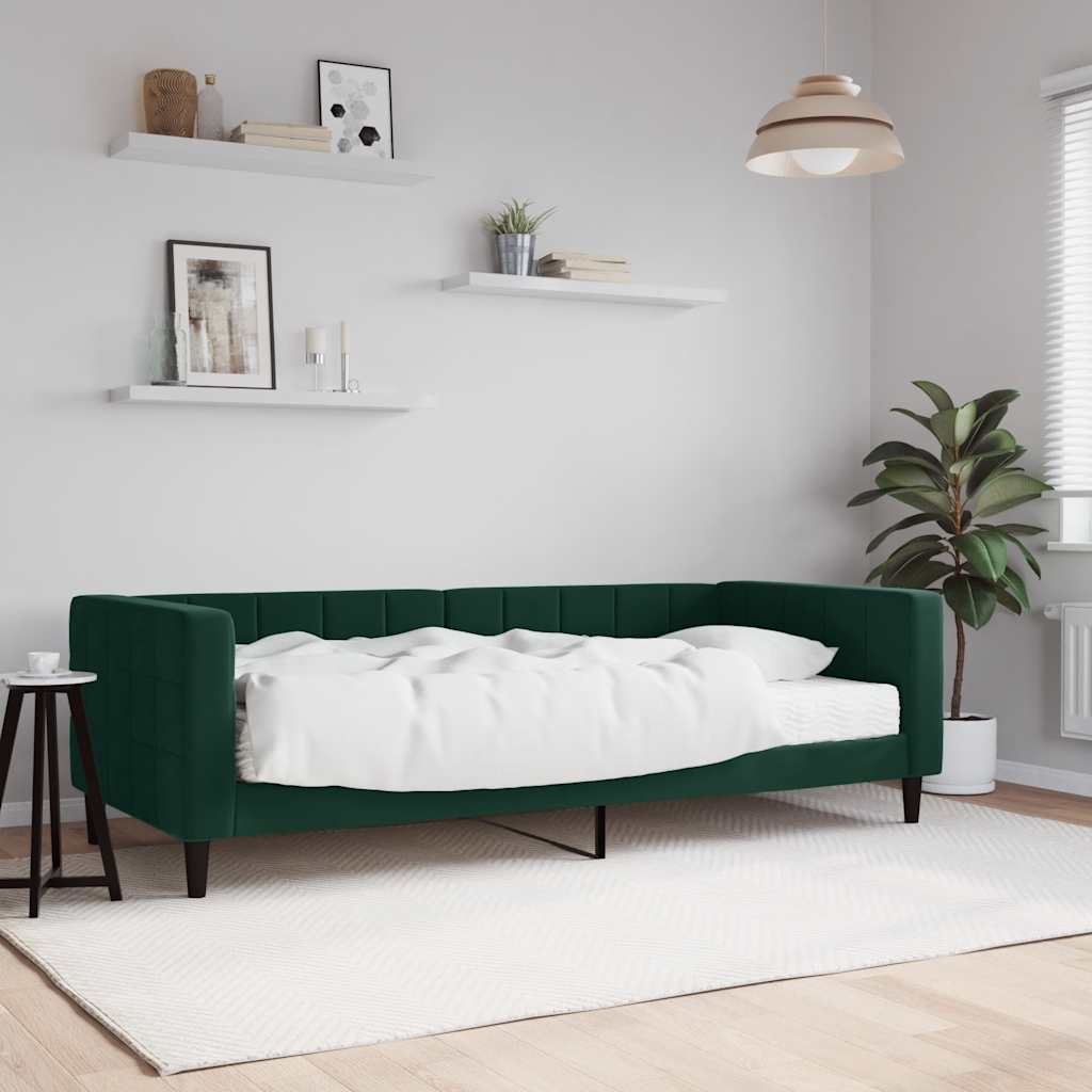 sötétzöld bársony heverő matraccal 90 x 200 cm