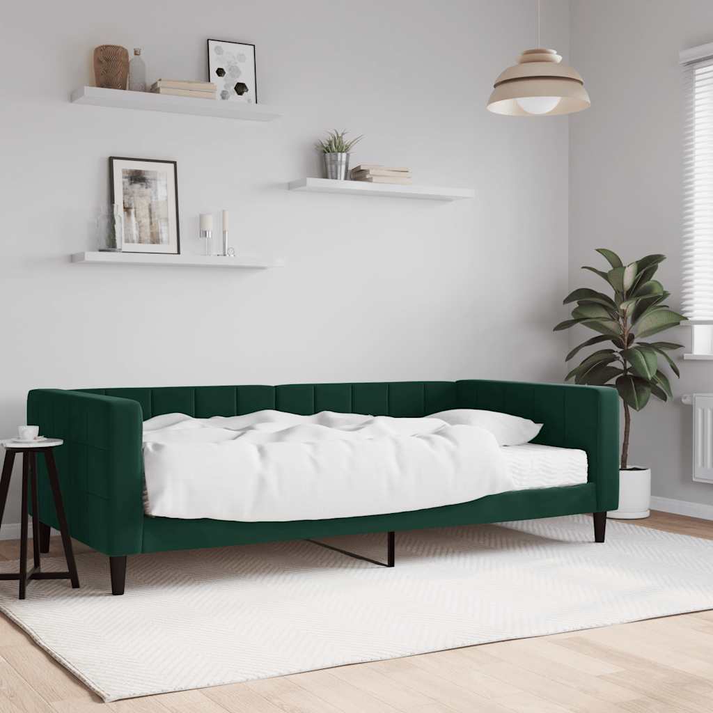 sötétzöld bársony heverő matraccal 100 x 200 cm