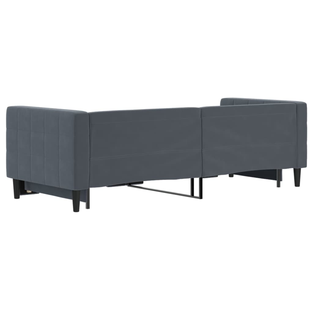 sötétszürke kihúzható bársony heverő 80 x 200 cm