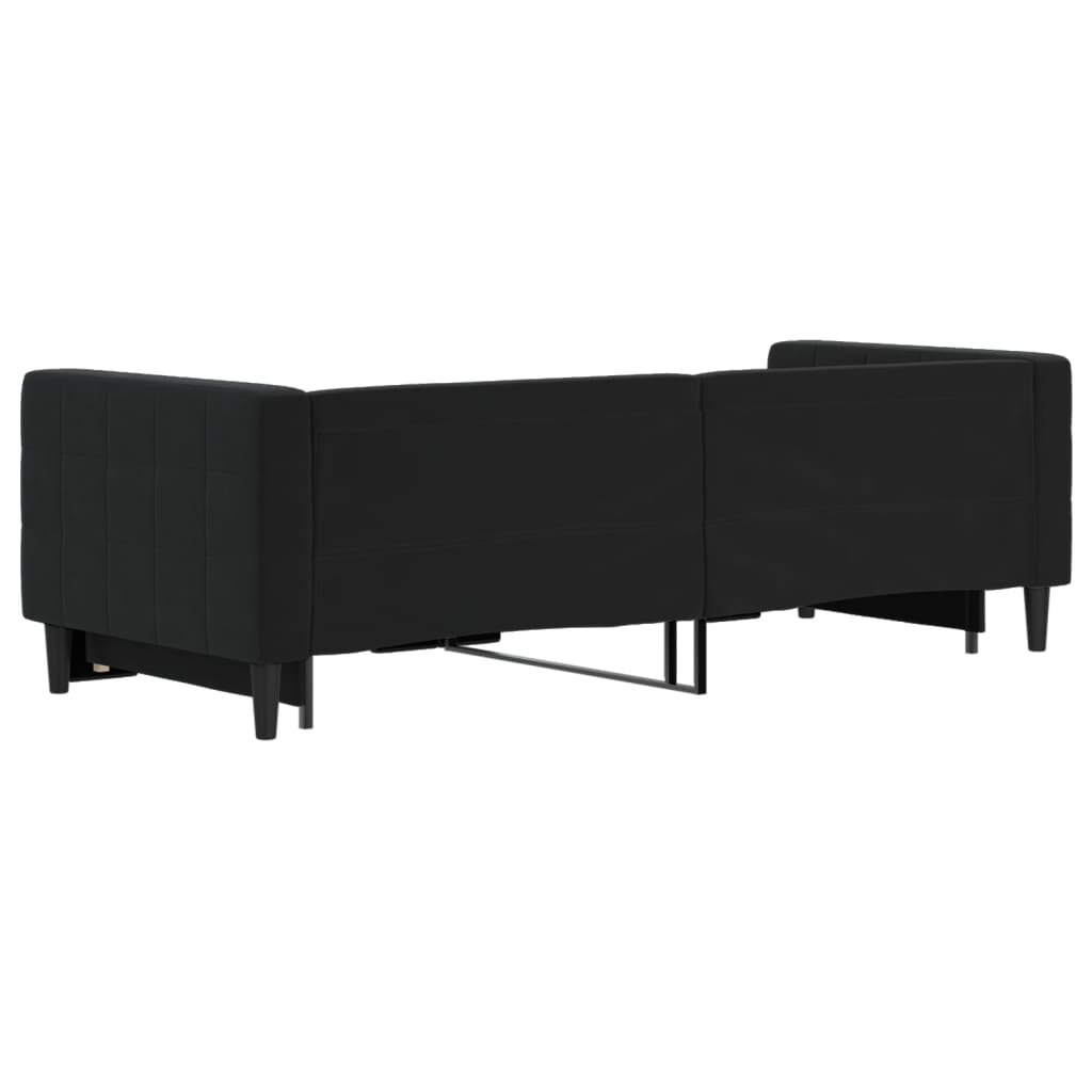 fekete kihúzható bársony heverő 80 x 200 cm