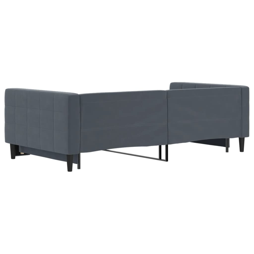 sötétszürke kihúzható bársony heverő 100 x 200 cm
