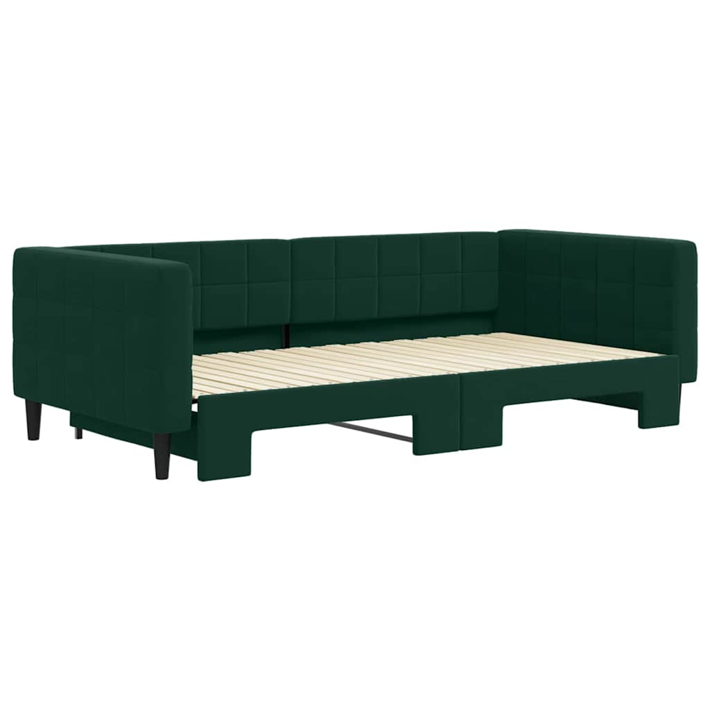 sötétzöld kihúzható bársonyheverő 100 x 200 cm