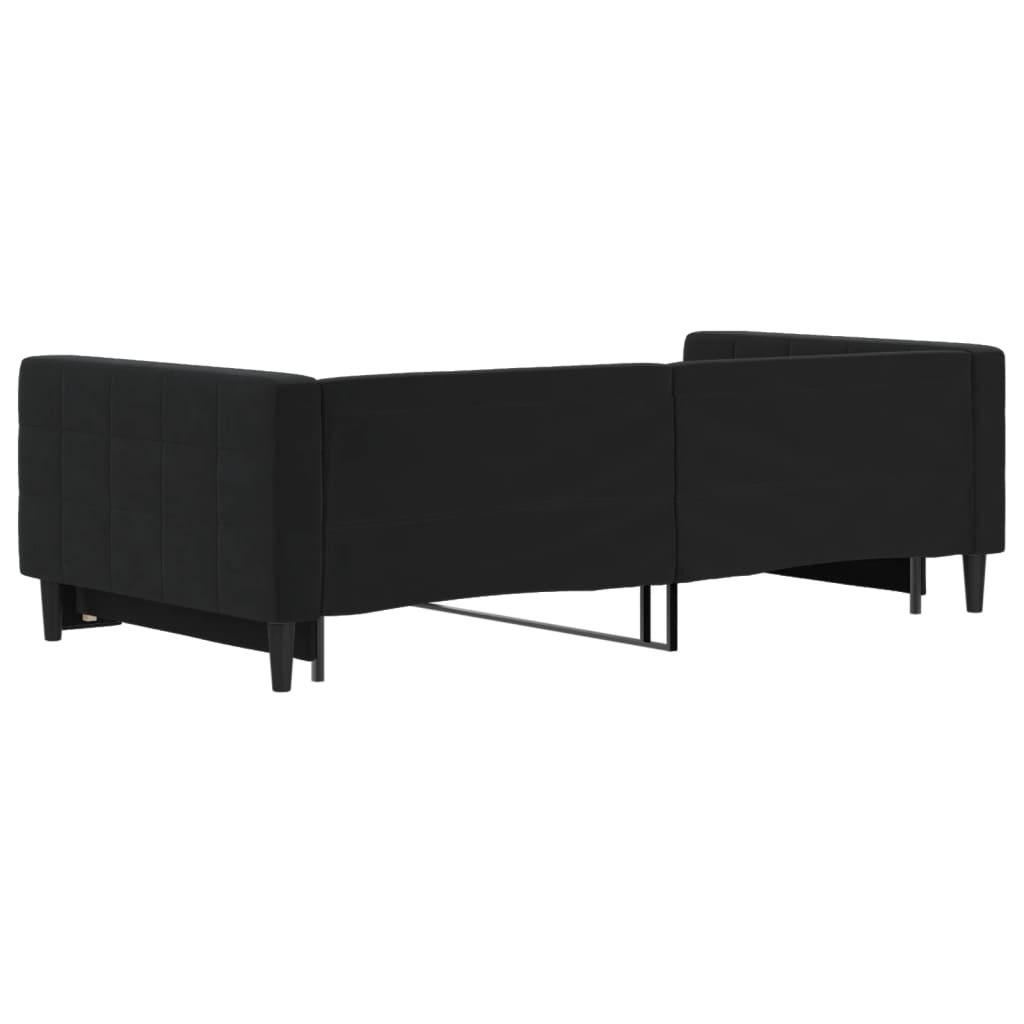 fekete kihúzható bársonyheverő 100 x 200 cm