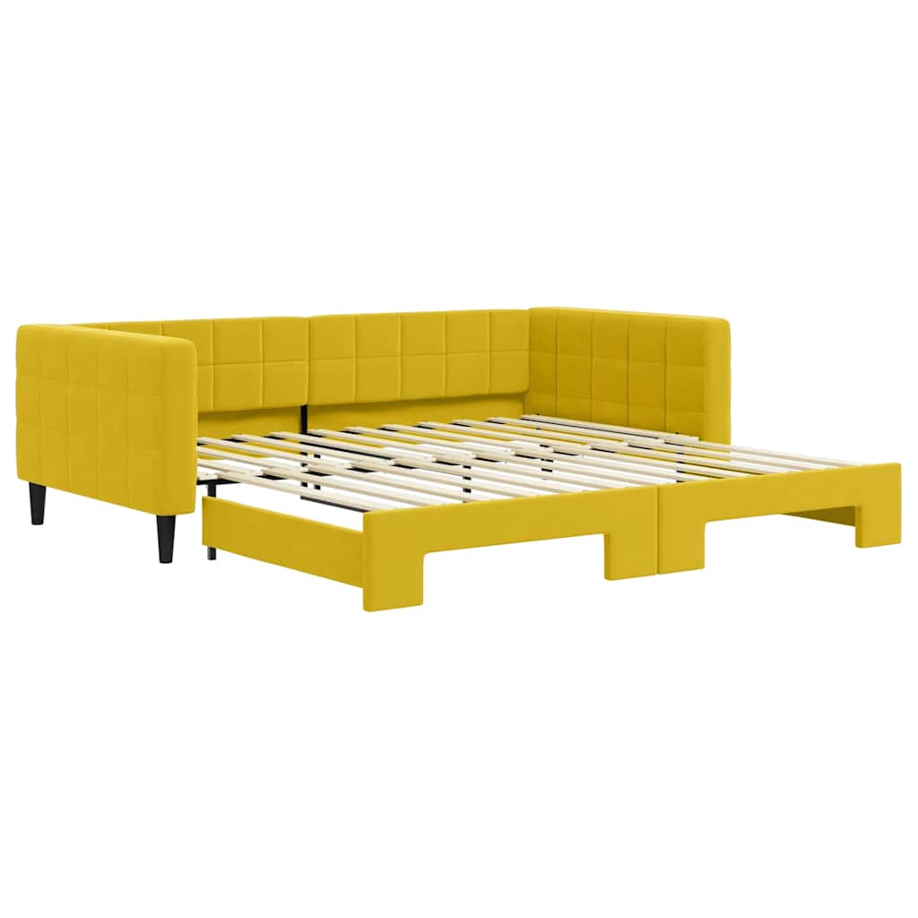 sárga kihúzható bársonyheverő 100 x 200 cm