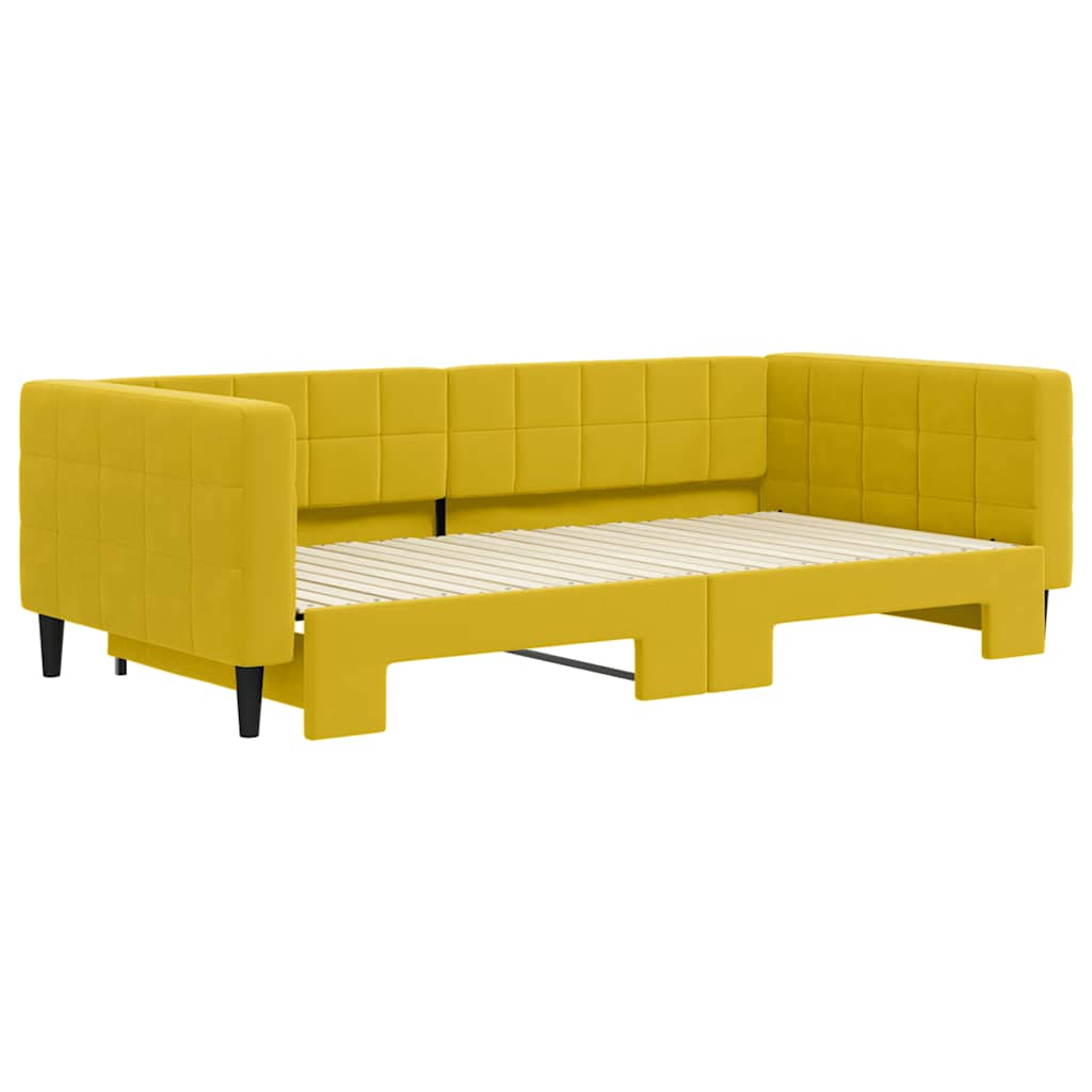 sárga kihúzható bársonyheverő 100 x 200 cm