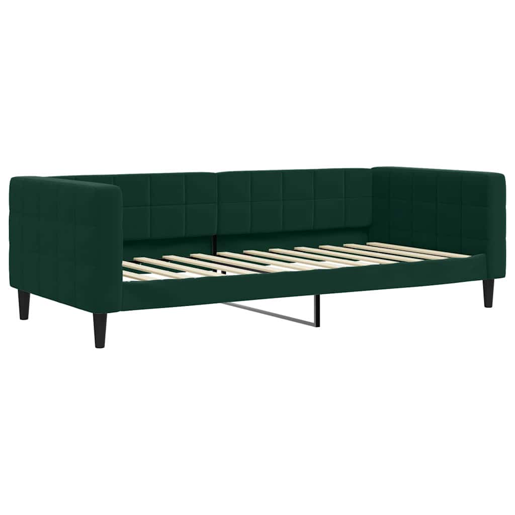 sötétzöld kihúzható bársony heverő matraccal 90 x 200 cm