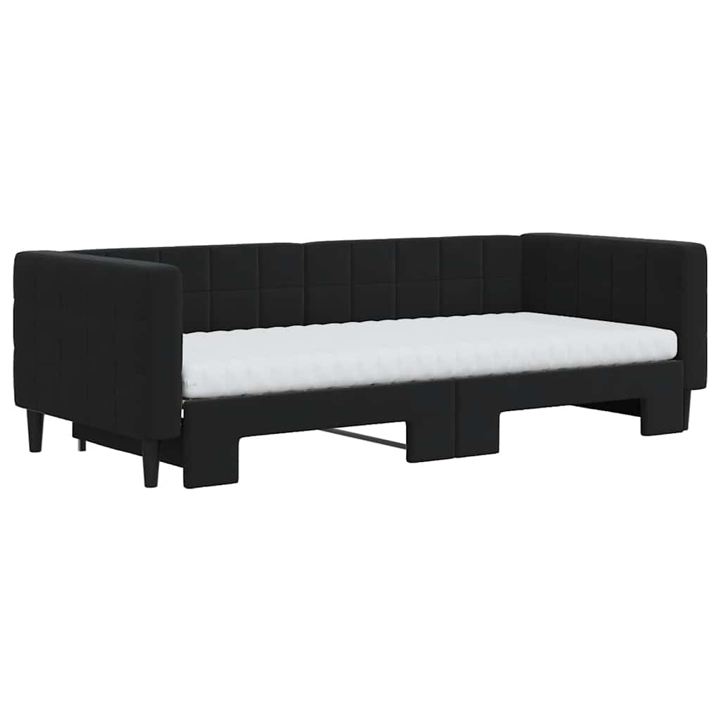fekete kihúzható bársony heverő matraccal 90 x 200 cm
