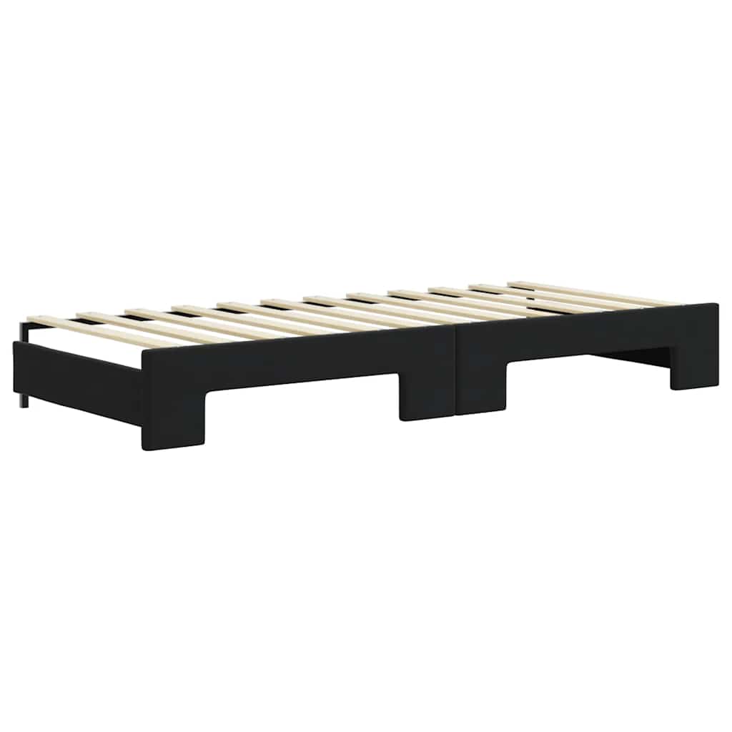 fekete kihúzható bársony heverő matraccal 90 x 200 cm