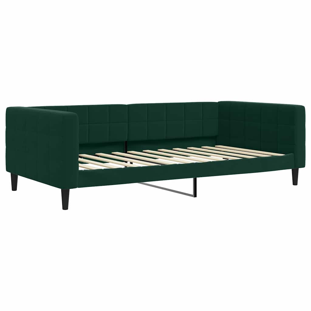 sötétzöld kihúzható bársony heverő matraccal 100 x 200 cm