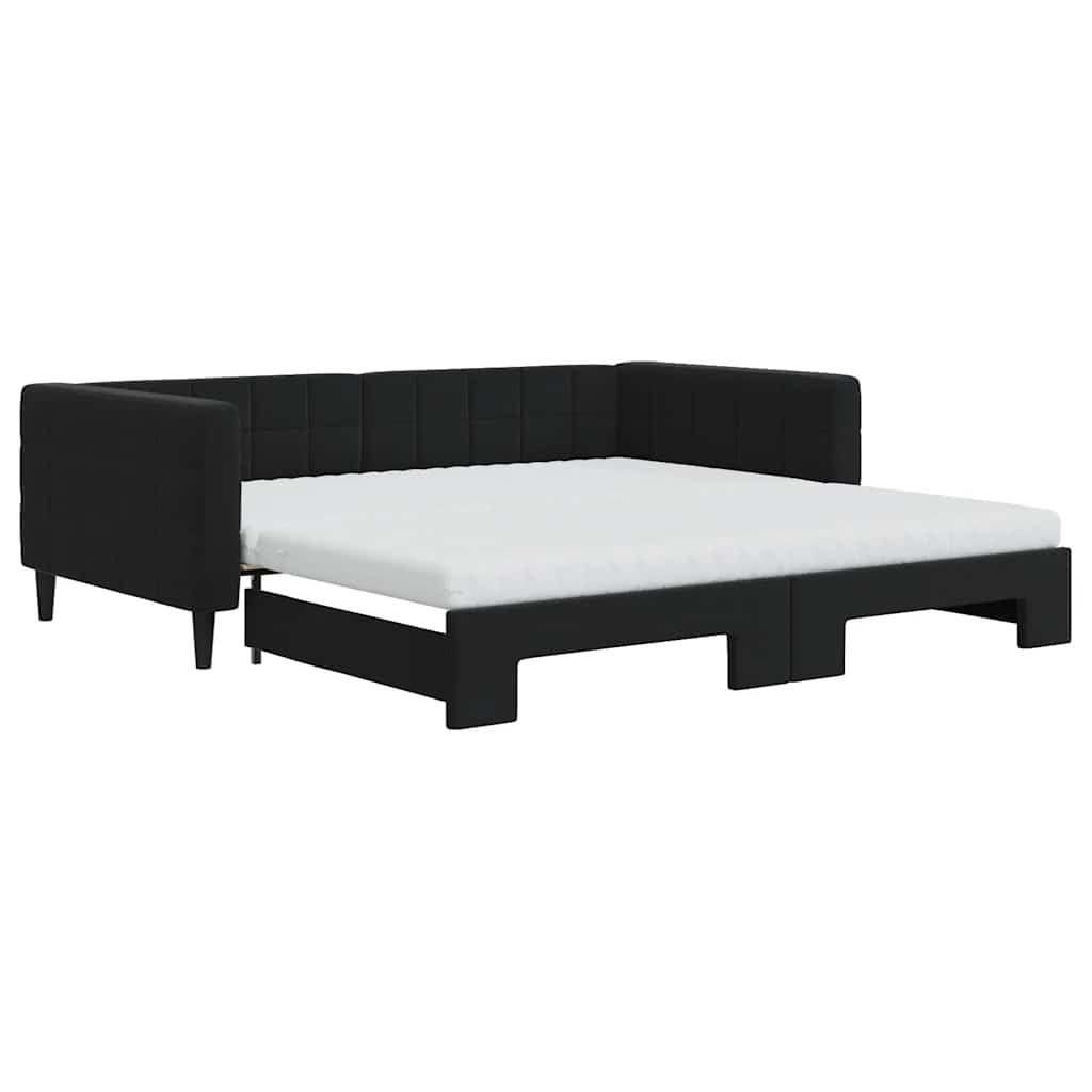 fekete kihúzható bársony heverő matraccal 100 x 200 cm