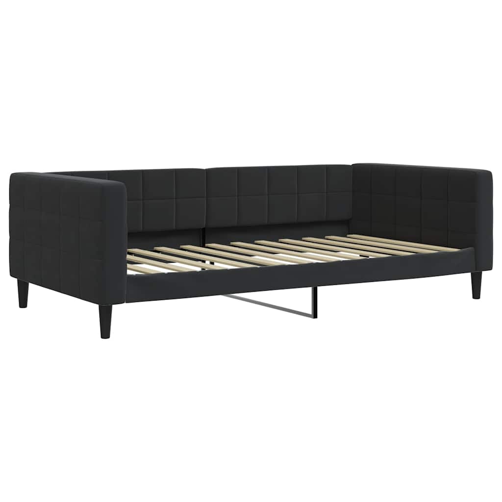fekete kihúzható bársony heverő matraccal 100 x 200 cm