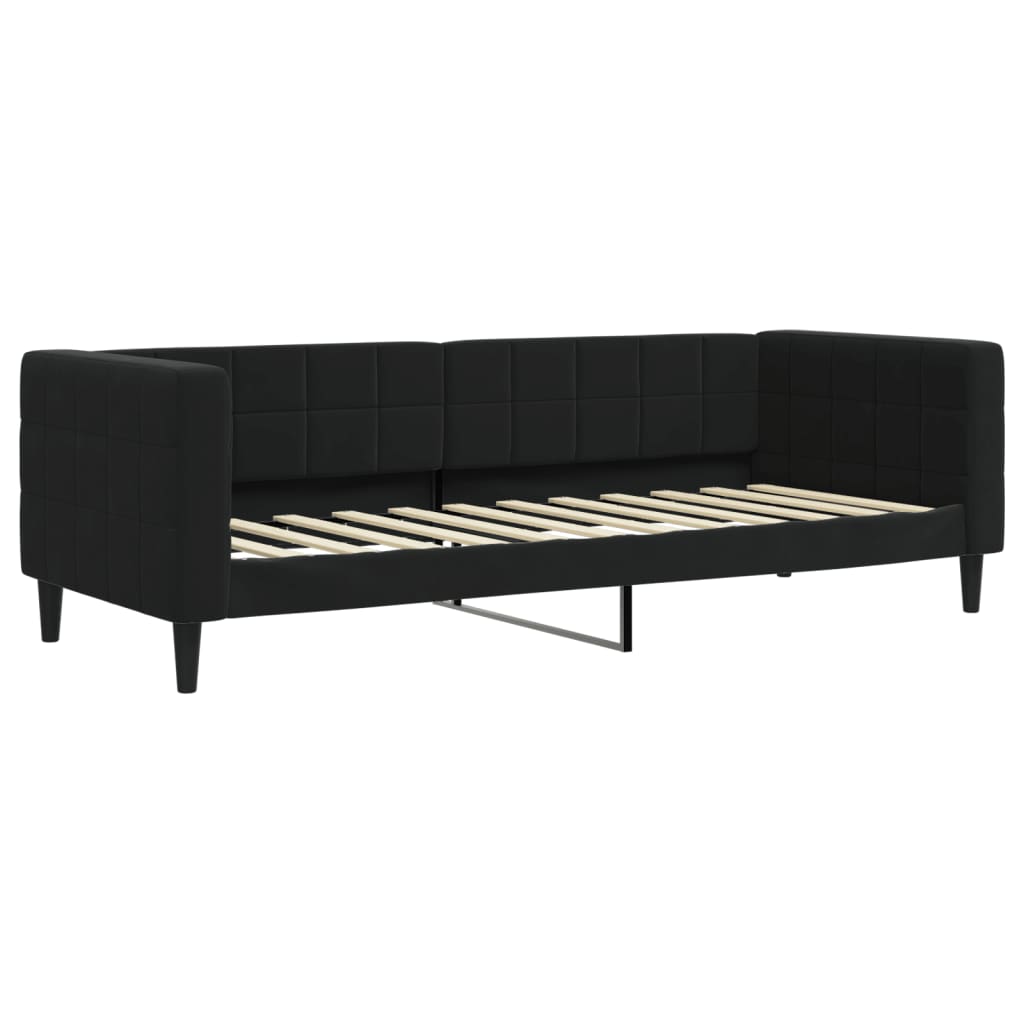 fekete kihúzható bársony heverő fiókkal 80 x 200 cm